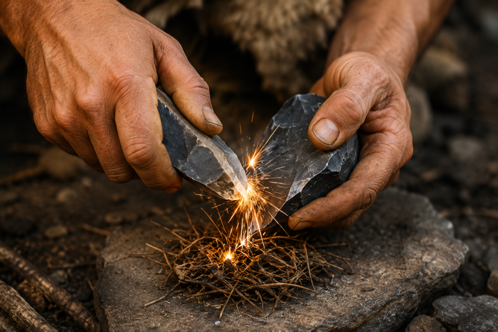 How did early human start fire?