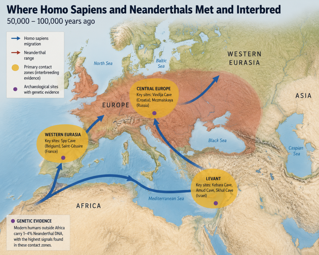 did homo sapiens and neanderthals breed