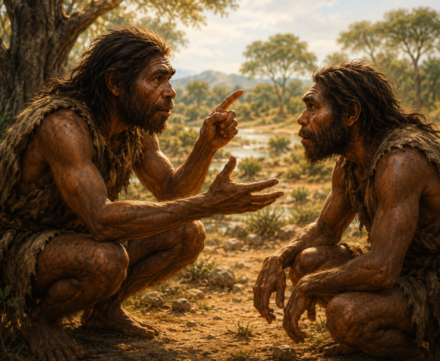 Vintage educational poster featuring Homo erectus with realistic reconstruction, migration map, timeline, fossil discoveries, and key achievements in human evolution.